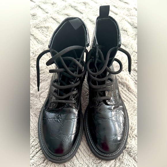 AGL Black Leather Moreen Lace-up Combat Boots Womens Size 37.5 - Picture 4 of 7